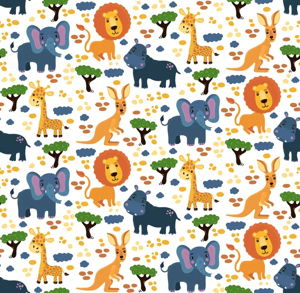 Dzikie zwierzęta kolorowe wektor wzór — Wektor stockowy