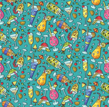 Kokteyller renkli kesintisiz vektör desen