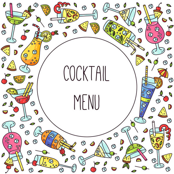 Коктейли векторные каракули банн
