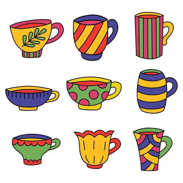 Set de iconos de tazas de té — Vector de stock