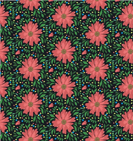 Kleurrijke botanische bloemen naadloze vector patroon — Stockvector