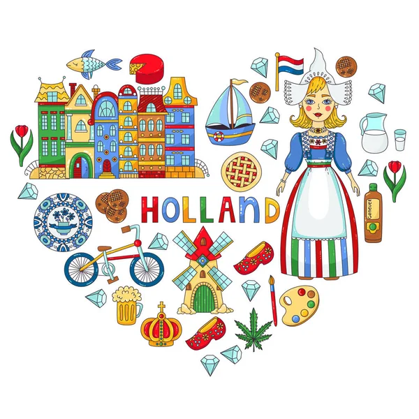 Голландія Нідерланди набір іконок вектор — стоковий вектор