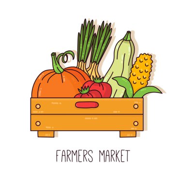 Sebzeler kutu vektör illüstrasyon