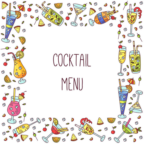 Коллекция иконок векторных рамок для коктейлей
