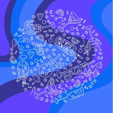 Kokteyl Doodle çizgi simgeleri