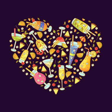 Kokteyller doodle içecekler 