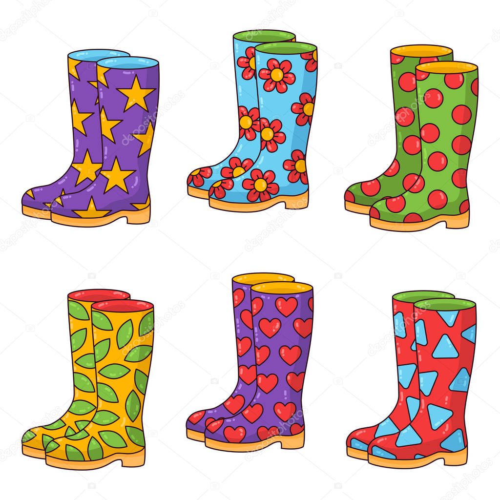 Rubber boots vector set