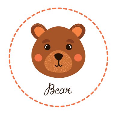 Ayı yüz sevimli vektör simgesi