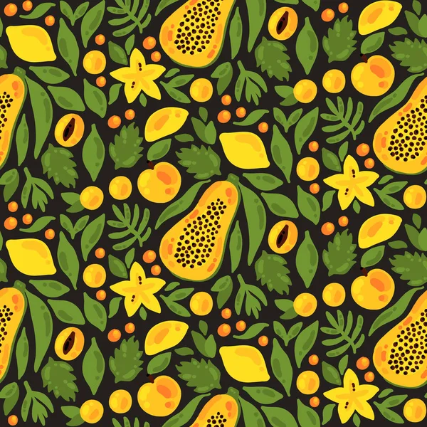 Modèle vectoriel sans couture de fruits exotiques — Image vectorielle