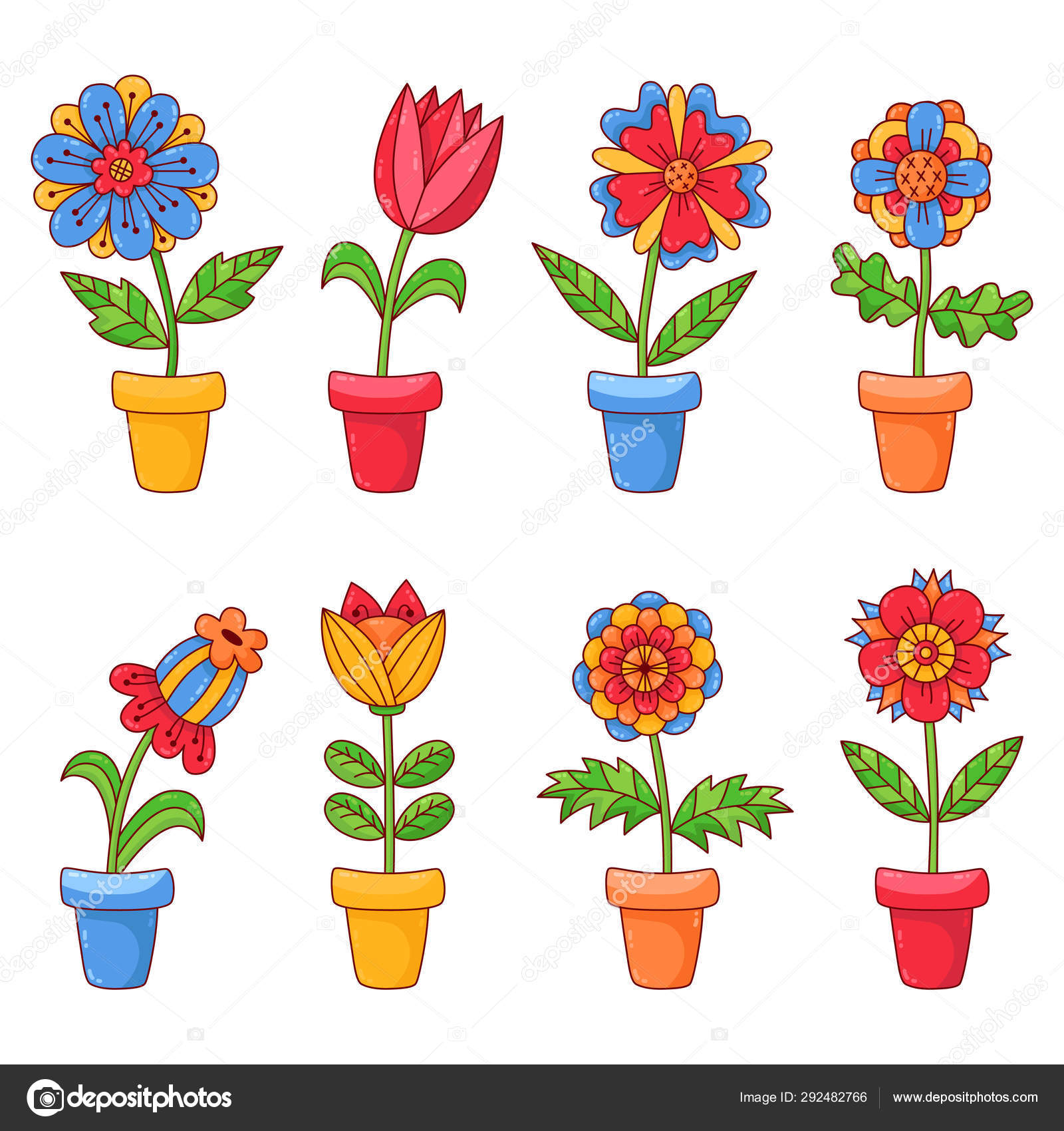 Cute cartoon flowers vector set Stock Vector Image by ©Olizabet #292482766 Cute cartoon flowers vector set Stock Vector Image by ©Olizabet #292482766