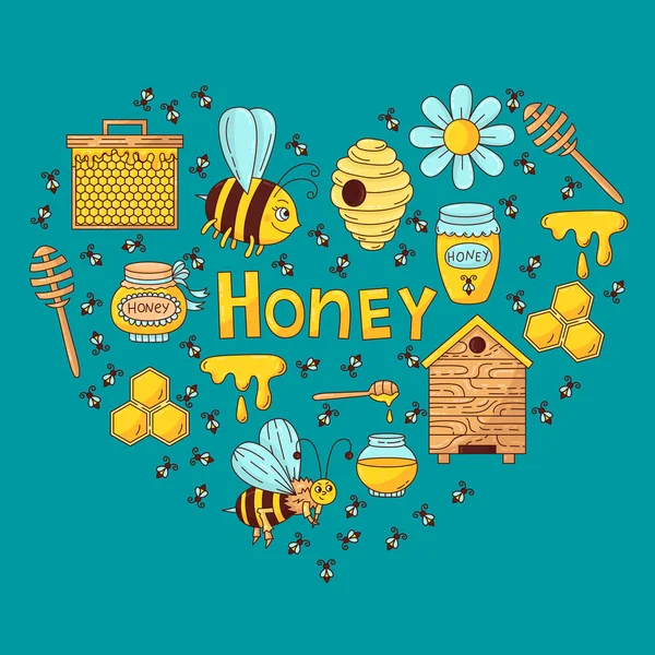 Ensemble vecteur abeilles mellifères — Image vectorielle