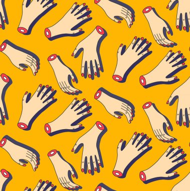 Eller renkli dikişsiz vektör deseni