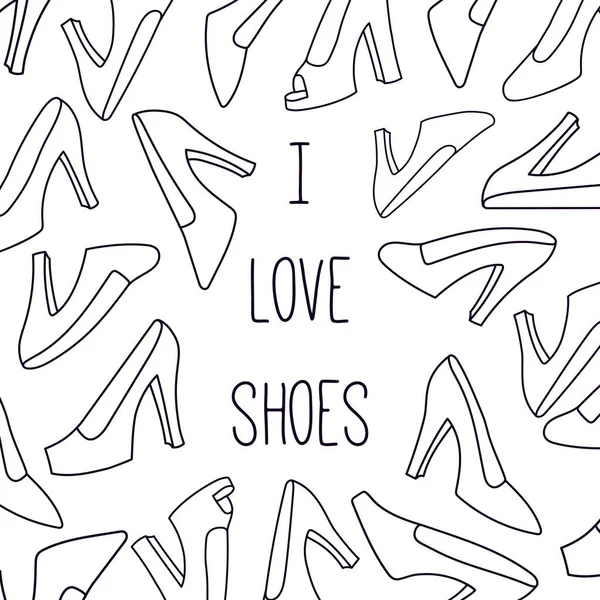 Femmes Chaussures Ligne Doodle Bannière Modèle — Image vectorielle