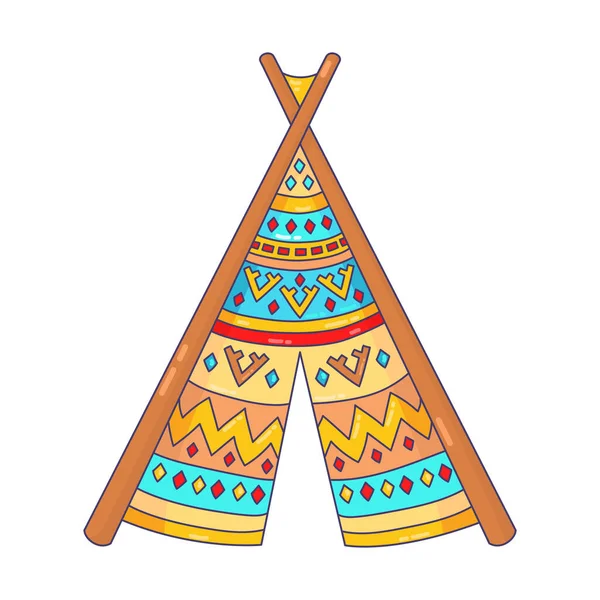 Tipi Wigwam Casa Doodle Vector Icono — Vector de stock