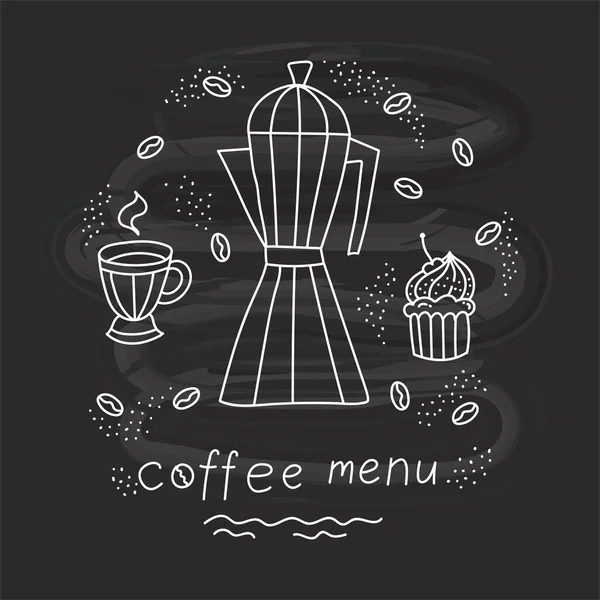 Coffee Bakery Doodle Icons Vector Set — Stock Vector