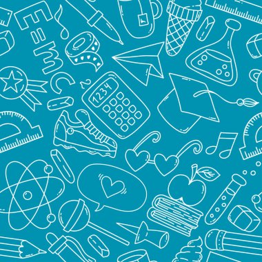 Okul eğitimi karalamaları sorunsuz vektör deseni