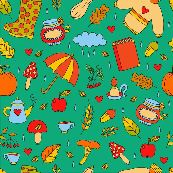 Sevimli sonbahar karikatürü renksiz vektör deseni