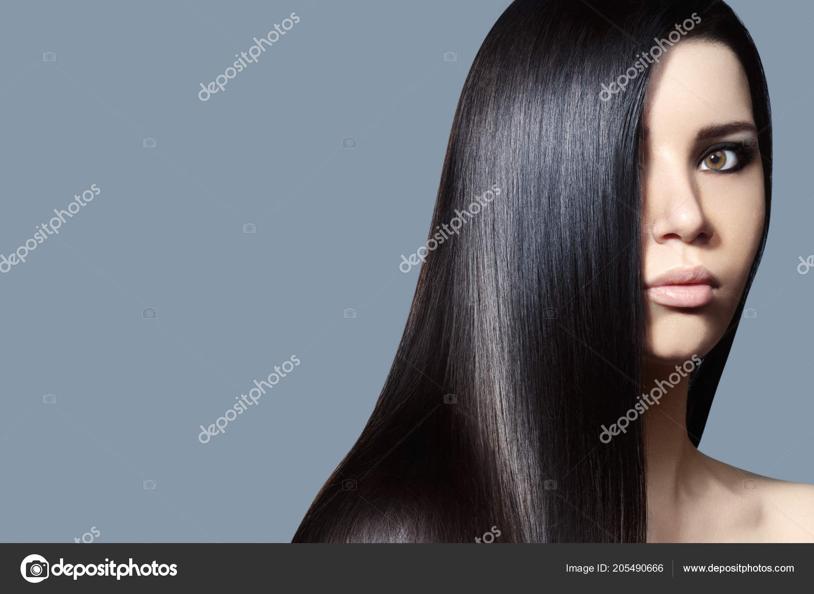 Beautiful Young Woman Clean Skin Beautiful Straight Shiny Hair