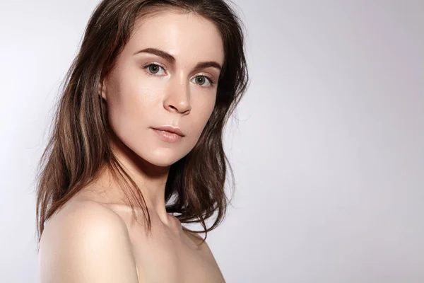 Schönheit Frau Gesicht Portrait Schöne Spa Model Girl Mit Perfekt — Stockfoto