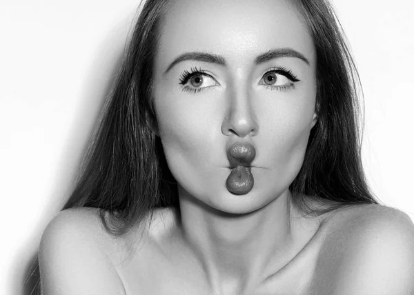 Funny Fish Lips Face Dengan Emosi Exprissive Model Indah Dengan — Stok Foto