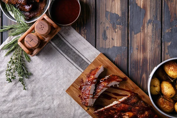 Home made pork and beef ribs — Stock Photo, Image
