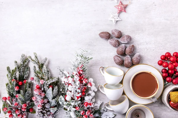 Házi Forró Csokoládé Fenyő Alakú Csokoládé Cukorka Hagyományos Karácsonyi Dekoráció — Stock Fotó