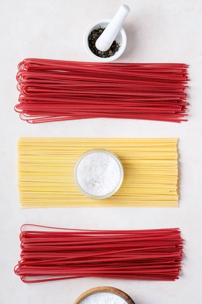 Raw ingredients for cooking pasta — Stock Photo, Image