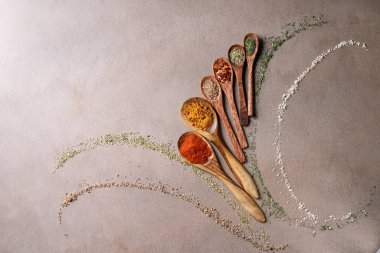 Kaşık içinde baharatlar çeşitli