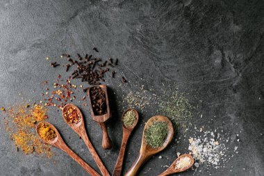 Kaşık içinde baharatlar çeşitli