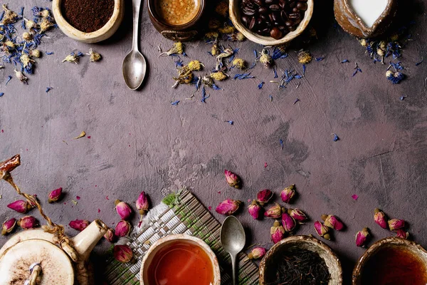 Chá Preto Uma Xícara Cerâmica Café Expresso Sobre Fundo Textura — Fotografia de Stock