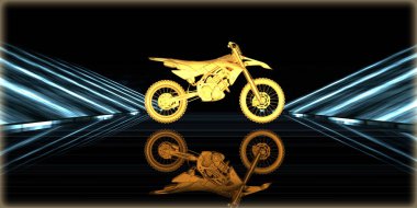 içinde karanlık bir arka plan ile fütüristik bir yol altın bir nesneyi 3D işleme