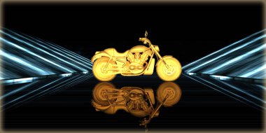 içinde karanlık bir arka plan ile fütüristik bir yol altın bir nesneyi 3D işleme