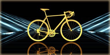 içinde karanlık bir arka plan ile fütüristik bir yol altın bir nesneyi 3D işleme