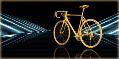 içinde karanlık bir arka plan ile fütüristik bir yol altın bir nesneyi 3D işleme