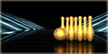 içinde karanlık bir arka plan ile fütüristik bir yol altın bir nesneyi 3D işleme