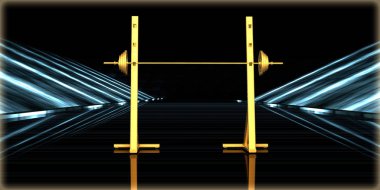 içinde karanlık bir arka plan ile fütüristik bir yol altın bir nesneyi 3D işleme