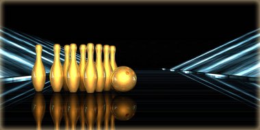 içinde karanlık bir arka plan ile fütüristik bir yol altın bir nesneyi 3D işleme