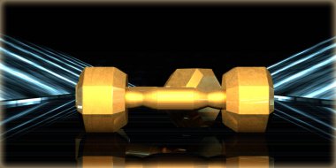 içinde karanlık bir arka plan ile fütüristik bir yol altın bir nesneyi 3D işleme