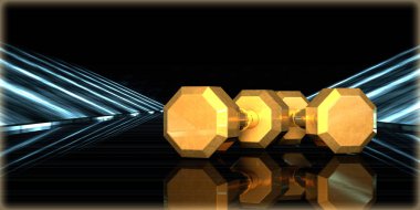 içinde karanlık bir arka plan ile fütüristik bir yol altın bir nesneyi 3D işleme