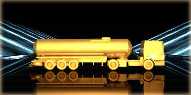 içinde karanlık bir arka plan ile fütüristik bir yol altın bir nesneyi 3D işleme