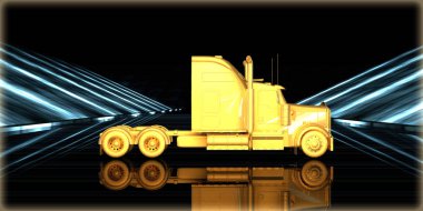 içinde karanlık bir arka plan ile fütüristik bir yol altın bir nesneyi 3D işleme