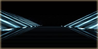 içinde karanlık bir arka plan ile fütüristik bir yol altın bir nesneyi 3D işleme