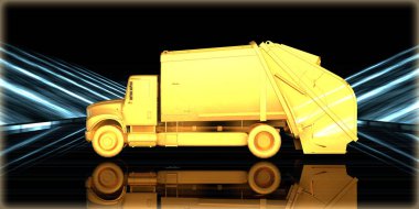 içinde karanlık bir arka plan ile fütüristik bir yol altın bir nesneyi 3D işleme