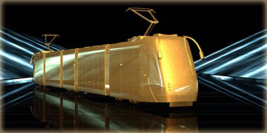 içinde karanlık bir arka plan ile fütüristik bir yol altın bir nesneyi 3D işleme