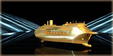 içinde karanlık bir arka plan ile fütüristik bir yol altın bir nesneyi 3D işleme