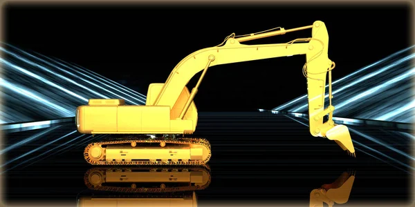 içinde karanlık bir arka plan ile fütüristik bir yol altın bir nesneyi 3D işleme