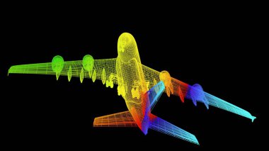 siyah izole bir anahat Gökkuşağı rengi nesnenin 3B oluşturma