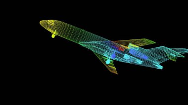 siyah izole bir anahat Gökkuşağı rengi nesnenin 3B oluşturma