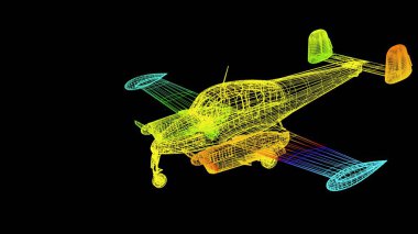 siyah izole bir anahat Gökkuşağı rengi nesnenin 3B oluşturma
