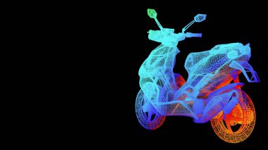 siyah izole bir anahat Gökkuşağı rengi nesnenin 3B oluşturma